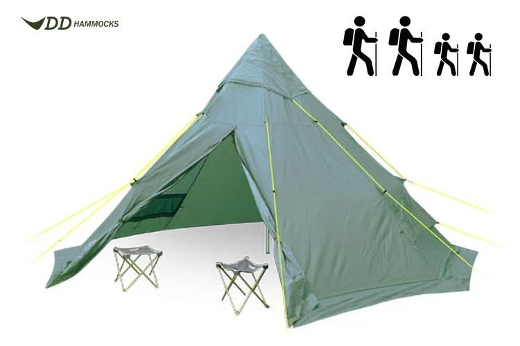 Tente Tipi MFH Outdoor 3-4 Personnes Avec Moustiquaire - Couleur Olive, Neuve