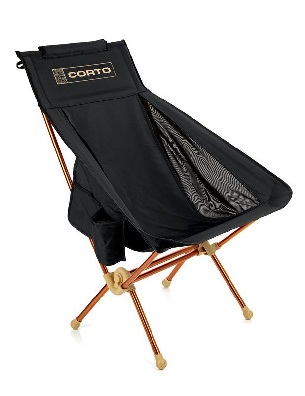 Grande chaise pliable avec un large dossier Corto Folding Chair XL - Noir